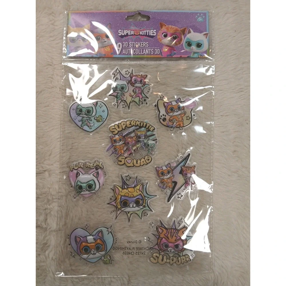 Disney Super Kitties 3D Sticker 5‎ Pack Multicolor Lot Rare